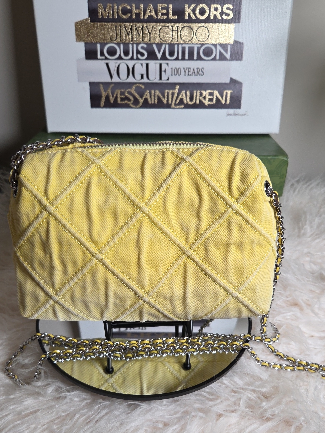 Tory Burch Nwts Fleming Denim Soft Crossbody Bag